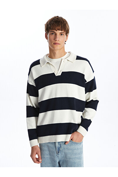 LC Waikiki Ozmarka New Season Polo Neck Long Sleeve Striped Men's Knitwear Sw...