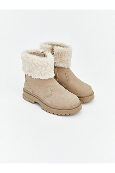LC Waikiki Nevavm Girls' Boots with Zipper and Plush Detail
