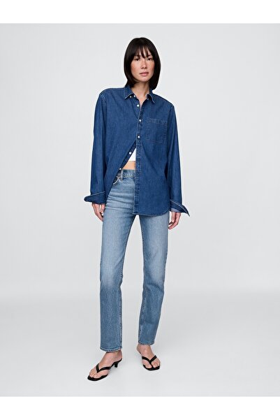 GAP Kadın MEDIUM INDIGO 15 90s Straight Washwell™ Jean Pantolon