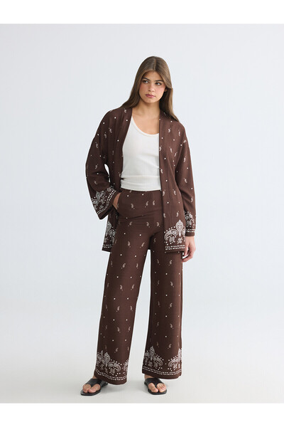LC Waikiki Nevavm Women's Patterned Trousers with Elastic Waist