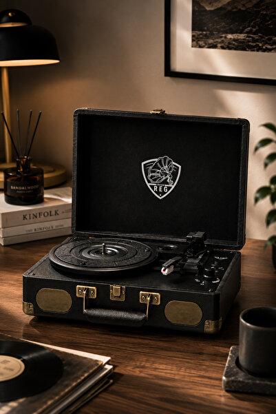 REG Vintage 102B Plus Plak Çalar Şarjlı Bluetooth Dahili Hoparlörlü Metal İğn...