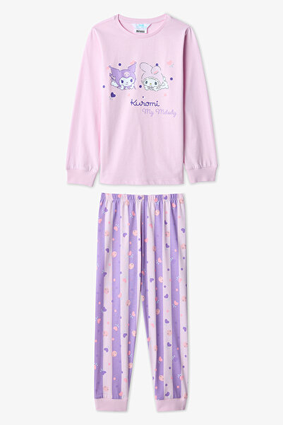 Penti Pembe Kız Çocuk Kuromi Baskılı Uzun Kollu Pamuklu Pijama Takımı