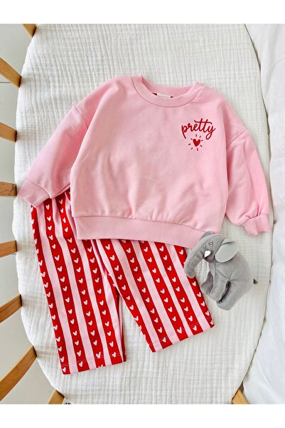 NUNU BABY Pretty Çizgili Arkası Baskılı Takım