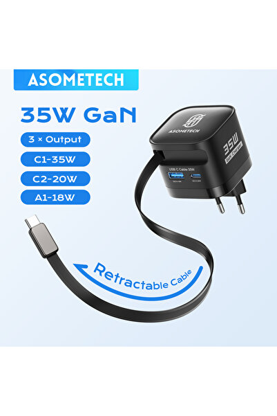 Choice شاحن ASOMETECH بقوة 35 واط بتقنية GaN ومنفذ USB-C، مزود بمقبس أوروبي و...