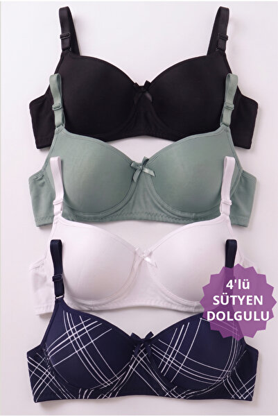 CHOCHO Kadın Telli Dolgulu Destekli 4'lü Sütyen Takımı