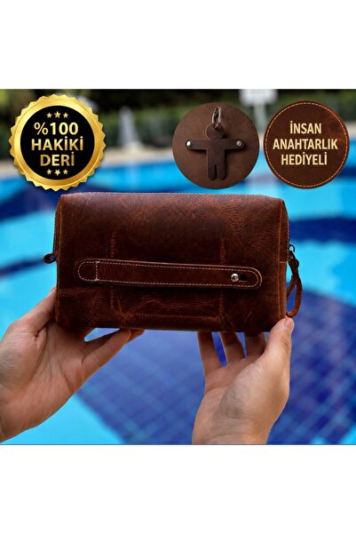 ÖzkanAccessory Capella Hakiki Deri Kahve Unisex El Çantası