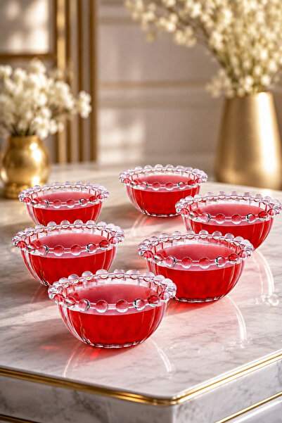 YzHome 6-Piece Glass Beaded Bowl Breakfast Jam Bowl Snack Bowl 12*8cm