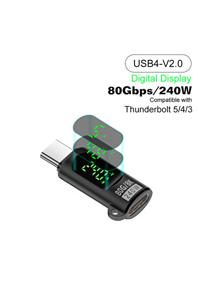 Choice محول USB4 V2.0 BK USB4 بسرعة 80 جيجابت في الثانية، شاشة رقمية، كابل US...