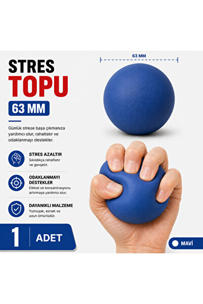 NUBEX PROMOSYON 63 mm PU Stres Topu - Yumuşak Sıkma Topu - 14 Renk Seçeneği -...