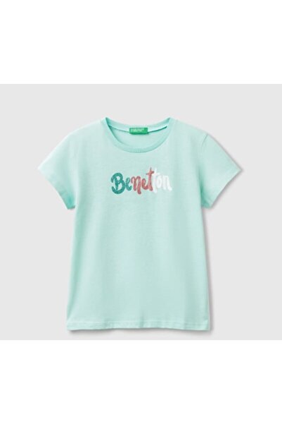 United Colors of Benetton Girls' Glitter Mixed Print T-Shirt Gkb0002