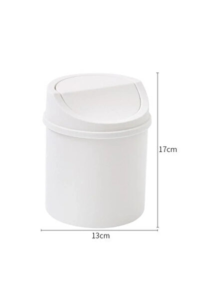 Choice Beige Mini Desktop Bin Small Trash Can Tube with Cover Bedroom Trash C...
