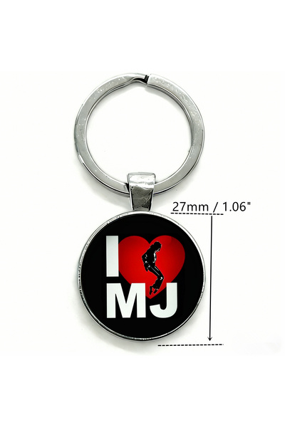 choice2 No. 4 1pc Jackson MJ "The Legend" Keychain - MJ Fan Glass Dome Metal ...