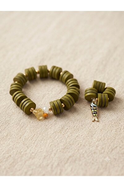 Mimoza Accessories سوار وخاتم أخضر بلمسة طبيعية