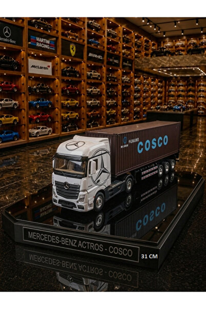 OYUNCAKSAHİLİ Mercedes Actros Scania Tır Metal Diecast 31 cm Konteyner Taşıyıcı Demir Koleksiyon Model Işık Ses Far Efektli Yedek Lastik