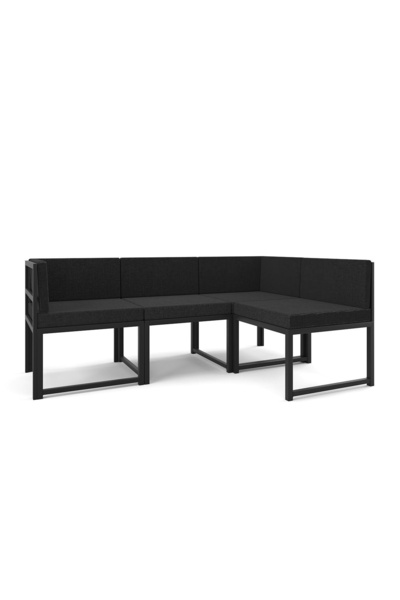 UPSTYLE Nora Metal Karkas 4'lü Köşe Koltuk Takımı | Keten Dokuma, Sağ-Sol Mod...