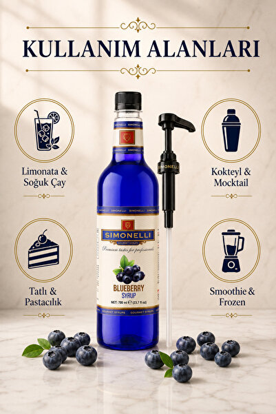 Simonelli Yaban Mersini Aromalı Kahve Şurubu 700 ml - İçecek ve Kokteyl Şurubu (Pompa Dahil)