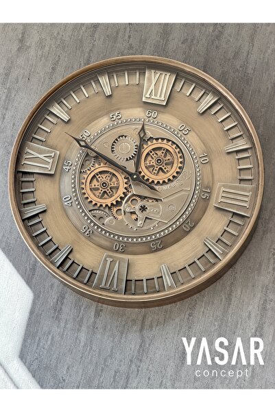 YASAR CONCEPT Rotavera Metal Çarklı Duvar Saati 60 Cm
