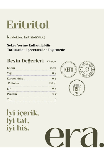 Era Gurme Eritritol Tatlandırıcı 250g (PUDRA FORM)