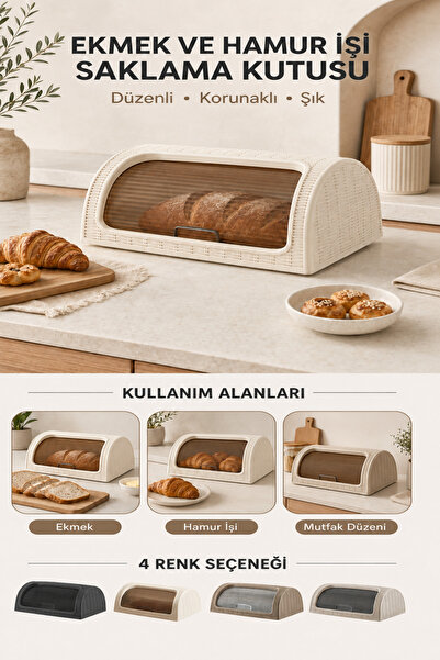Virela Home Sliding Lid Bread and Dough Storage Box Brown