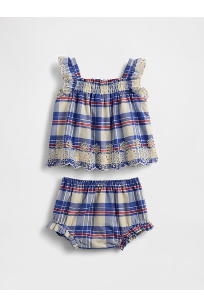 GAP Bebek Çok Renkli Baby Poplin Gözleme Kenar Outfit Set