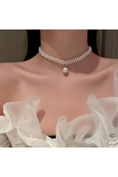 Choice HN1362-1 Multilayer Pearl Choker Necklaces for Women Short Geometric C...