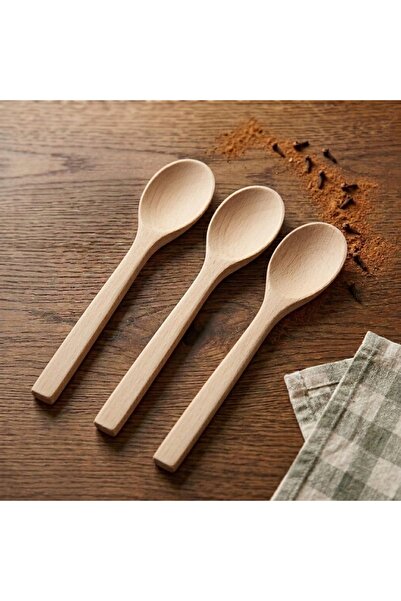 Bremen Home Ahşap Kaşık Seti, Ham Tahta Yemek Kaşığı 23 cm (3 Adet)