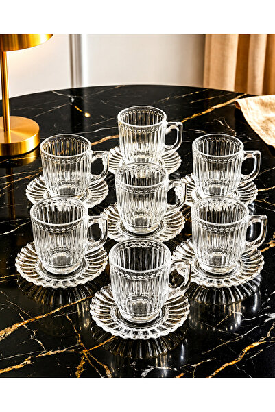 çukurova home 6-Piece Tea and Coffee Set with Handle and Saucer (100 ml)