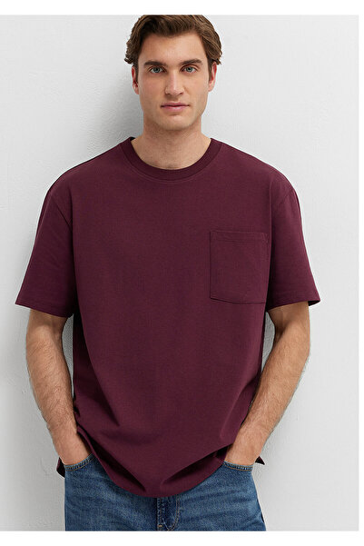 Mavi Pocket Detailed Burgundy Basic T-Shirt Loose Fit / Comfortable Cut 06624...