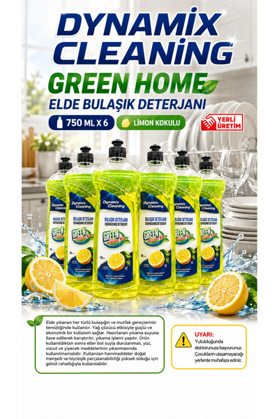 dynamix wash Green Home Elde Bulaşık Deterjanı 750 ml x 6
