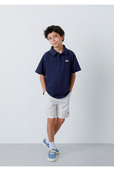 Mavi Embroidered Navy Blue Polo Neck T-Shirt Loose Fit / Comfortable Cut 6610...