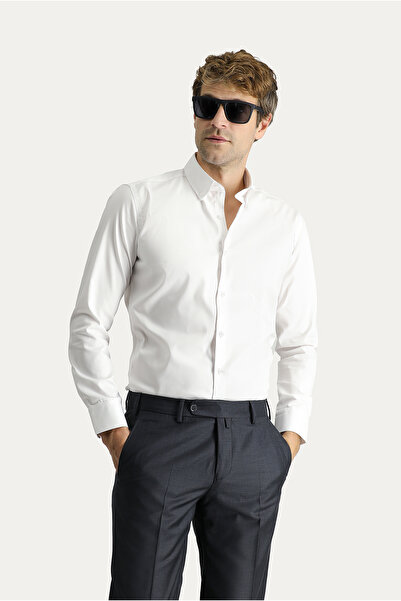 Kiğılı Long Sleeve Slim Fit Non-Iron Oxford Cotton Shirt