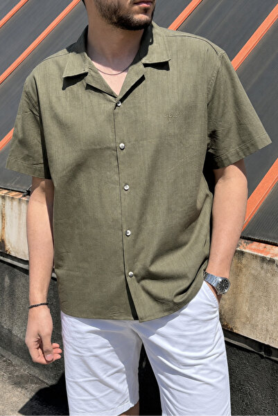 inpool Men's, collar detail, cotton, old money, short sleeved shirt