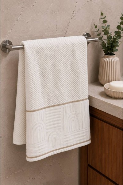 Ucarehome Esila Series Ecru Color Hand Towel (50 X 90) Premium Soft Textured 100% Organic Cotton
