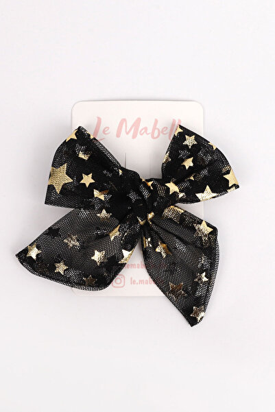 Le Mabelle Black Star Printed Tulle Girl's Clip Buckle