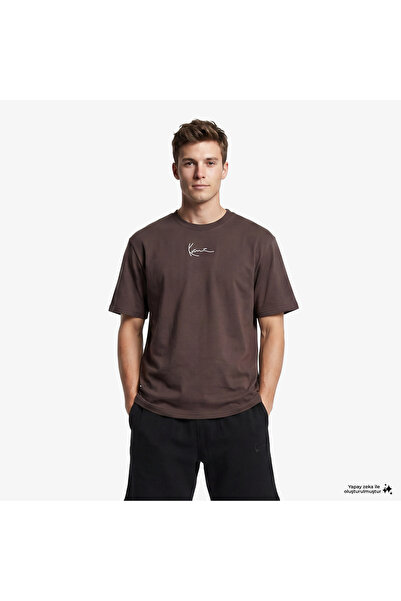KARL KANI تي شيرت رجالي بني صغير الحجم من Small Signature Essential