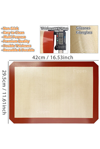 Choice20 2 Pieces Red 42x29.5cm 1/2PCS Silicone Baking Mats for Oven, Reusabl...