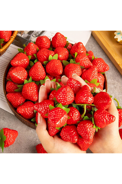 Choice3 20Pcs Red 10/20Pcs Artificial Strawberries Fake Fruit for Home Party ...