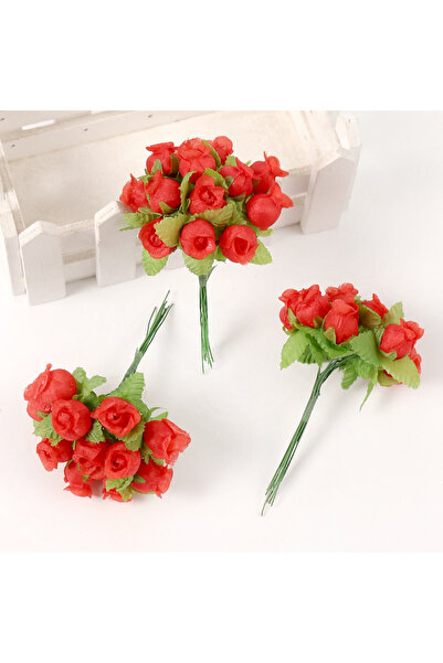 Choice 12pcs Red 12Pcs Artificial Rose Flowers Bouquet Silk Fake Flower For H...