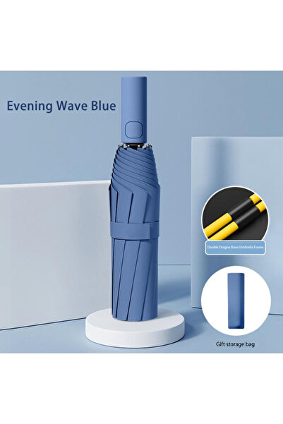Choice3 Blue Automatic Umbrella 24 Bone Solid Color Automatic Umbrella Light ...