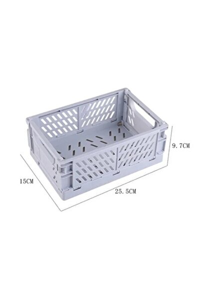 Choice L Blue Plastic Foldable Storage Crate Folding Box Basket Stackable Cut...