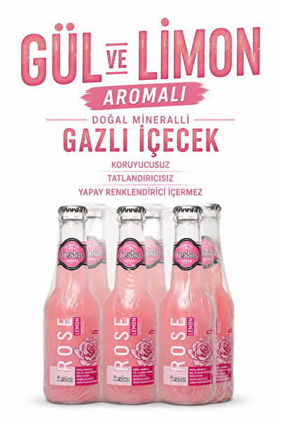 Fuska Gül ve Limon Aromalı Doğal Mineralli Kalorisiz Gazlı İçecek 250ml x 6 Adet