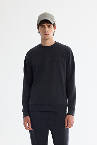 Avva Men's Anthracite Crew Neck Printed Soft Touch Regular Fit Sweatshirt A42...