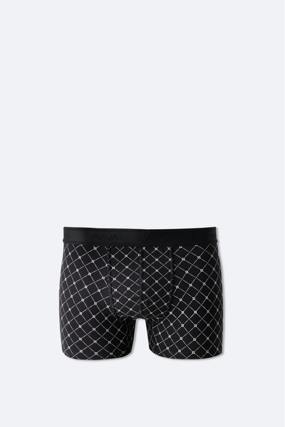 Avva Erkek Siyah Desenli Pamuklu Tekli Regular Fit Boxer A51Y9506