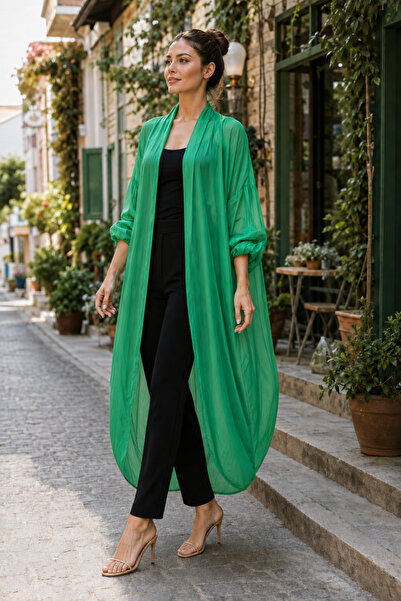 Bohem Stil Itayan Silk Detailed Oversize Kaftan