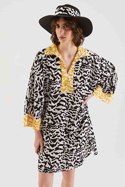 Roman Yakalı Zebra Desenli Tunik Standart Renk Y2213307_089