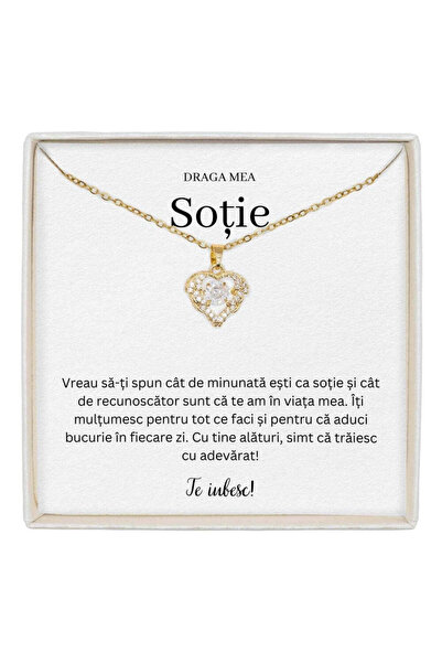 The Jewel Heart Cadou Elegant pentru Sotie, Colier cu Pandantiv si Inima Deli...
