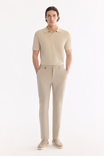 Avva Erkek Bej Beli Lastikli Viskon Karışımlı Elastan Slim Fit Chino Pantolon...