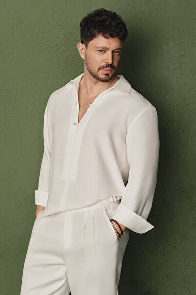 Avva Men's White Half Placket Soft Touch 100% Cotton Breathable Comfort Fit S...