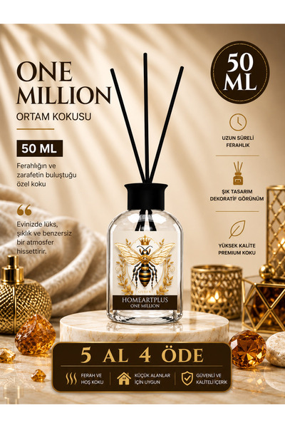 homeartplus One Million Parfüm Oda Kokusu Bambu Parfüm Esansiyel Uçucu Yağ 50 ml