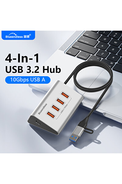 Choice HU406 4 IN 1 Blueendless Aluminium USB3.2 Gen2 10Gbps 5 Ports HUB with...